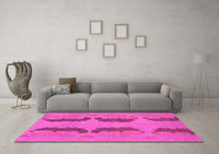 Machine Washable Oriental Pink Modern Rug, wshabs1016pnk