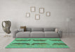 Machine Washable Oriental Turquoise Modern Area Rugs in a Living Room,, wshabs1016turq