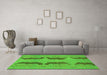 Machine Washable Oriental Green Modern Area Rugs in a Living Room,, wshabs1016grn