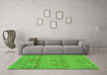 Machine Washable Abstract Green Modern Area Rugs in a Living Room,, wshabs1017grn