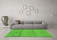 Machine Washable Abstract Green Modern Rug, wshabs1017grn