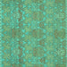 Square Machine Washable Abstract Turquoise Modern Area Rugs, wshabs1017turq