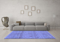 Machine Washable Abstract Blue Modern Rug, wshabs1017blu