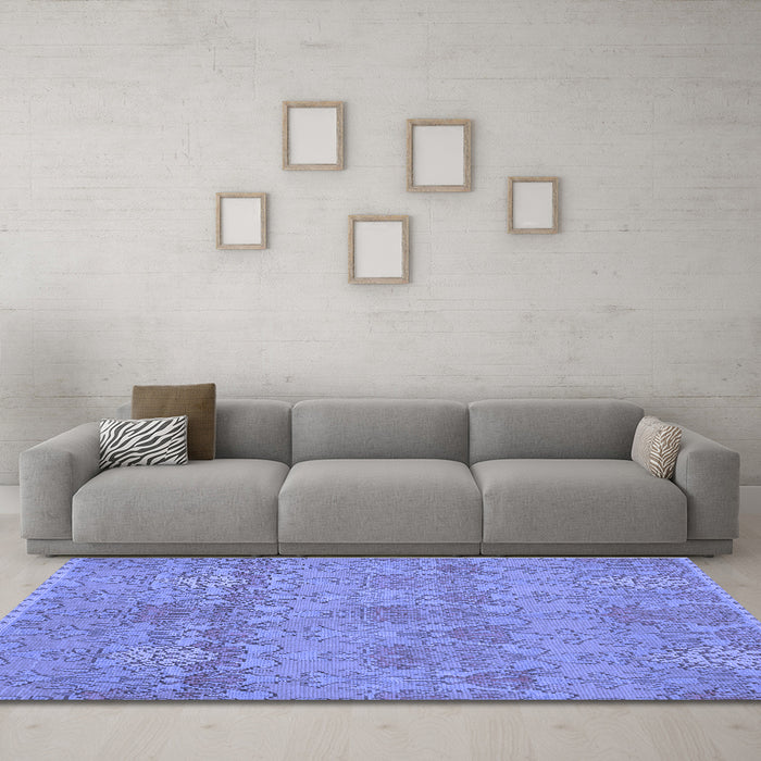 Machine Washable Abstract Blue Modern Rug in a Living Room, wshabs1017blu