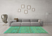 Machine Washable Abstract Turquoise Modern Area Rugs in a Living Room,, wshabs1017turq