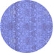 Round Abstract Blue Modern Rug, abs1017blu