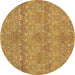 Round Machine Washable Abstract Brown Modern Rug, wshabs1017brn