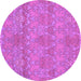 Round Abstract Purple Modern Rug, abs1017pur