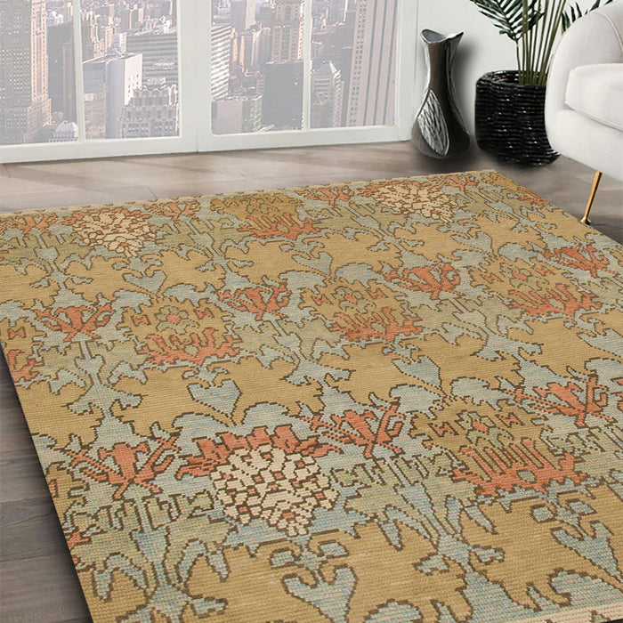 Machine Washable Abstract Light Brown Rug in a Family Room, wshabs1017