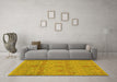 Machine Washable Abstract Yellow Modern Rug in a Living Room, wshabs1017yw