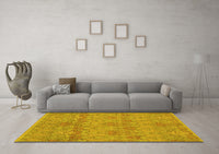 Machine Washable Abstract Yellow Modern Rug, wshabs1017yw