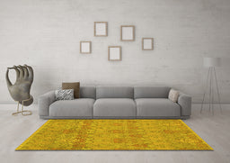 Machine Washable Abstract Yellow Modern Rug in a Living Room, wshabs1017yw