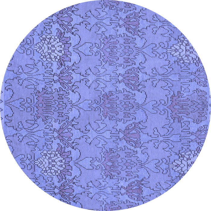 Round Machine Washable Abstract Blue Modern Rug, wshabs1017blu