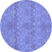 Round Machine Washable Abstract Blue Modern Rug, wshabs1017blu