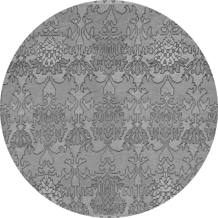 Round Machine Washable Abstract Gray Modern Rug, wshabs1017gry