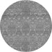 Round Machine Washable Abstract Gray Modern Rug, wshabs1017gry