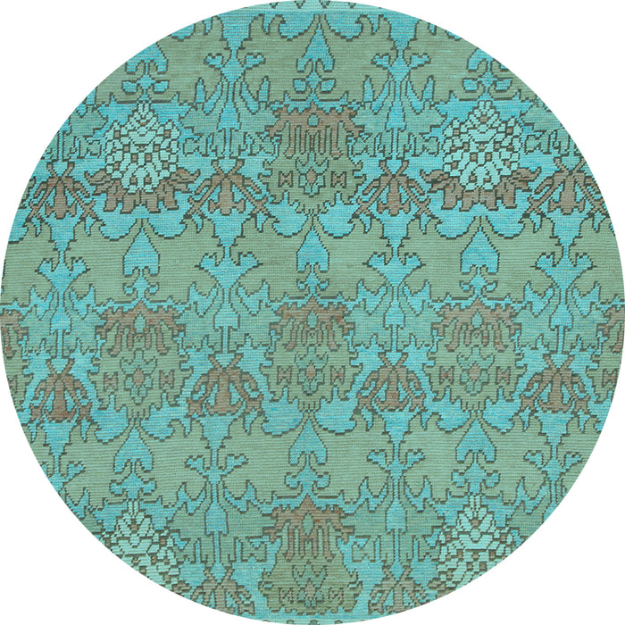 Round Machine Washable Abstract Light Blue Modern Rug, wshabs1017lblu