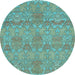 Round Machine Washable Abstract Light Blue Modern Rug, wshabs1017lblu