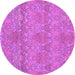 Round Machine Washable Abstract Purple Modern Area Rugs, wshabs1017pur