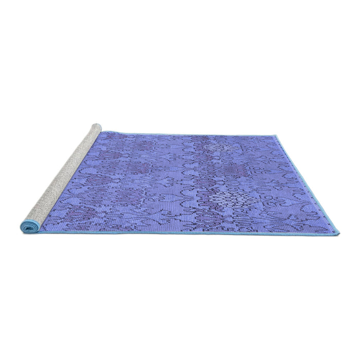Sideview of Machine Washable Abstract Blue Modern Rug, wshabs1017blu