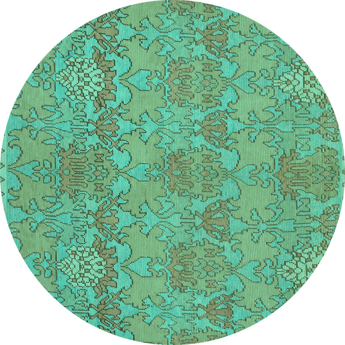 Round Machine Washable Abstract Turquoise Modern Area Rugs, wshabs1017turq