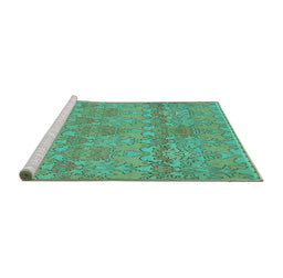 Sideview of Machine Washable Abstract Turquoise Modern Area Rugs, wshabs1017turq