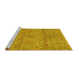 Sideview of Machine Washable Abstract Yellow Modern Rug, wshabs1017yw