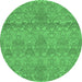 Round Abstract Emerald Green Modern Rug, abs1017emgrn