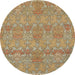 Round Machine Washable Abstract Light Brown Rug, wshabs1017