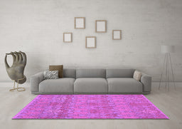 Machine Washable Abstract Purple Modern Area Rugs in a Living Room, wshabs1017pur