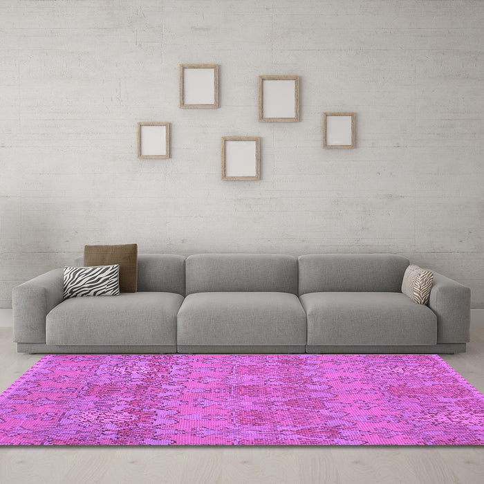 Machine Washable Abstract Purple Modern Area Rugs in a Living Room, wshabs1017pur