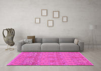 Machine Washable Abstract Pink Modern Rug, wshabs1017pnk