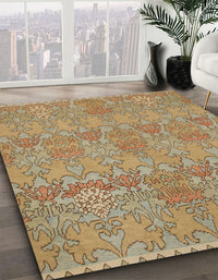 Abstract Light Brown Modern Rug, abs1017