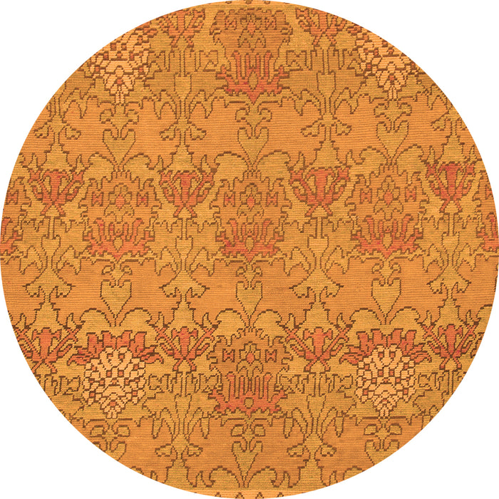 Round Machine Washable Abstract Orange Modern Area Rugs, wshabs1017org