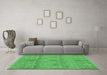 Machine Washable Abstract Emerald Green Modern Area Rugs in a Living Room,, wshabs1017emgrn