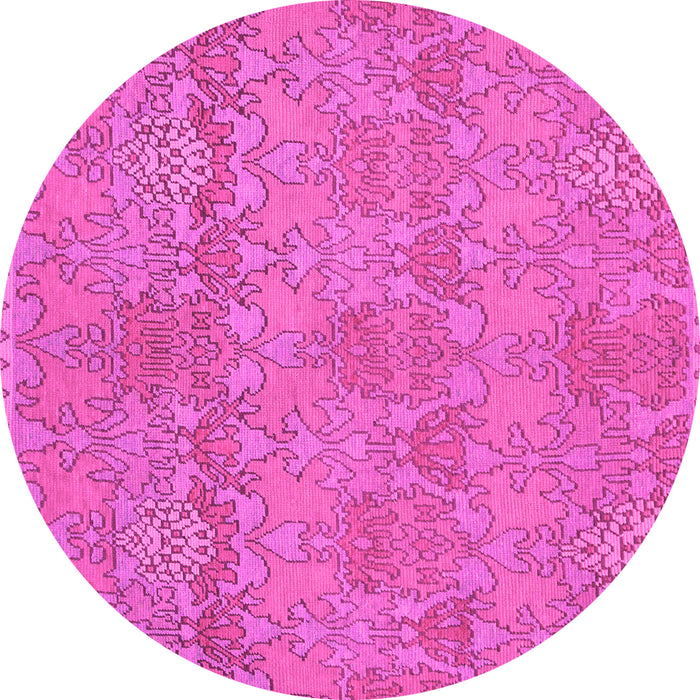Round Machine Washable Abstract Pink Modern Rug, wshabs1017pnk
