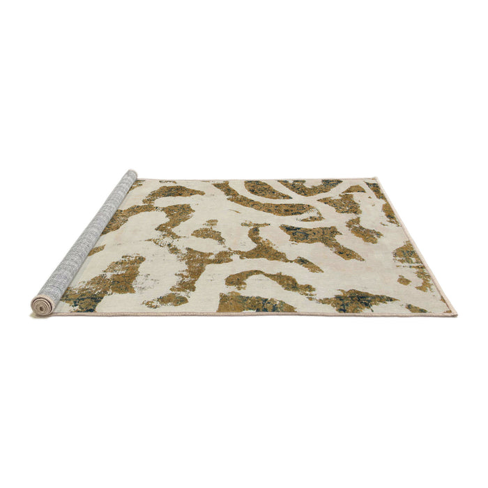 Sideview of Machine Washable Abstract Wheat Beige Rug, wshabs1018