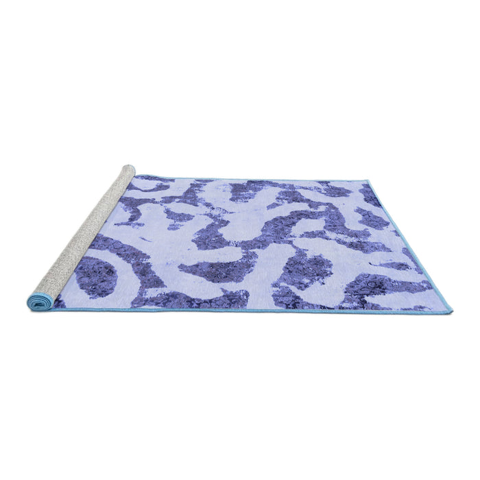 Sideview of Machine Washable Abstract Blue Modern Rug, wshabs1018blu