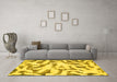 Machine Washable Abstract Yellow Modern Rug in a Living Room, wshabs1018yw