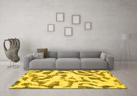 Machine Washable Abstract Yellow Modern Rug, wshabs1018yw