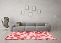 Machine Washable Abstract Red Modern Rug, wshabs1018red