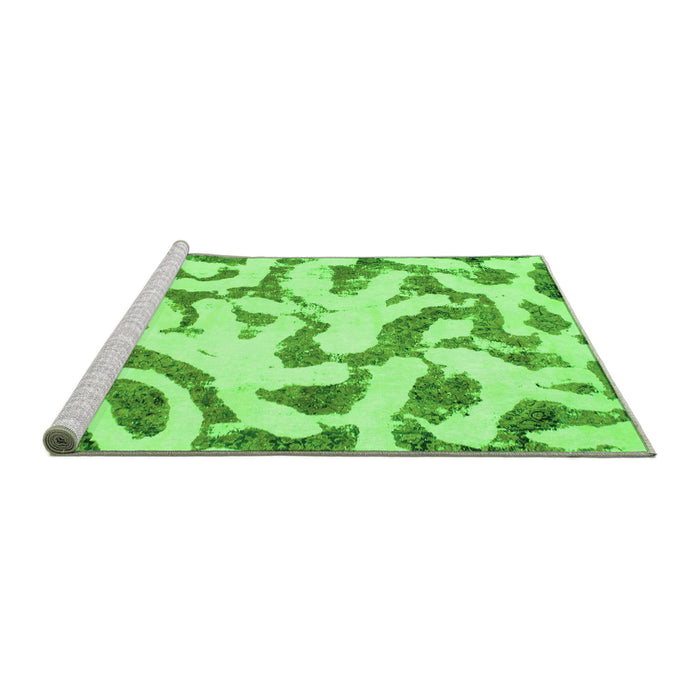 Sideview of Machine Washable Abstract Green Modern Area Rugs, wshabs1018grn