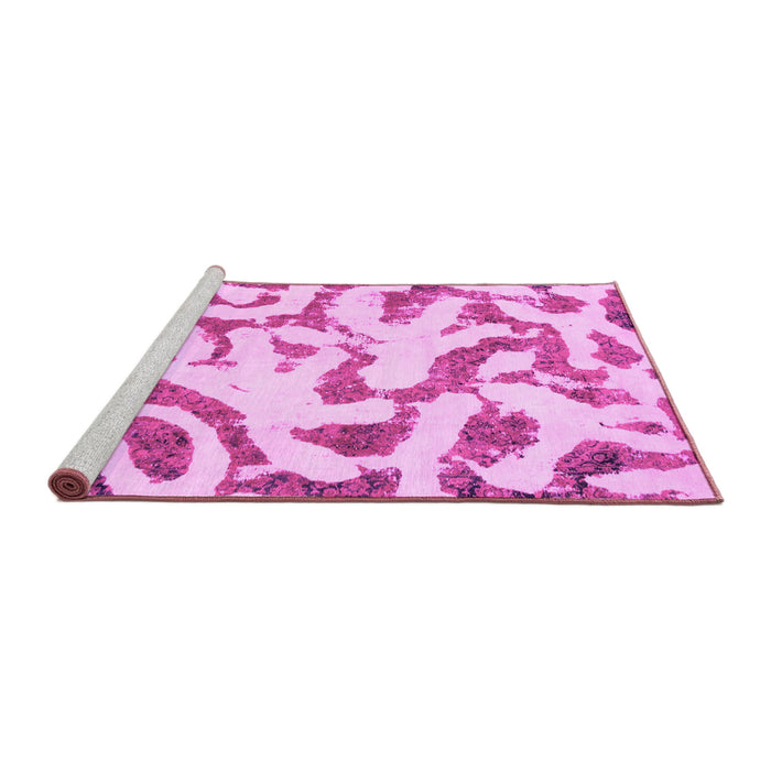Sideview of Machine Washable Abstract Pink Modern Rug, wshabs1018pnk