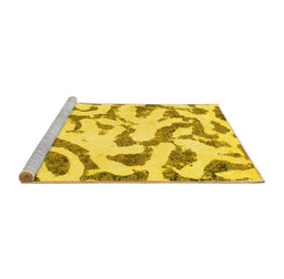 Sideview of Machine Washable Abstract Yellow Modern Rug, wshabs1018yw