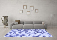 Machine Washable Abstract Blue Modern Rug, wshabs1018blu