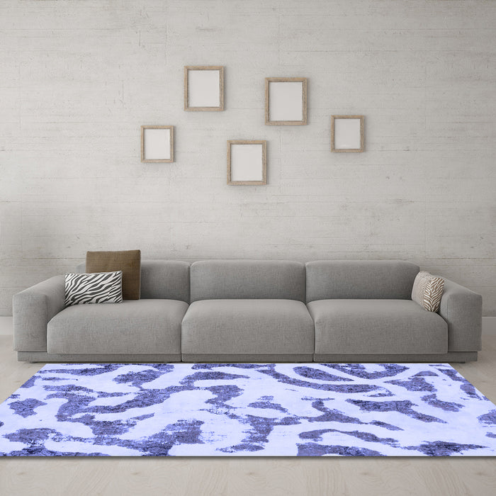 Machine Washable Abstract Blue Modern Rug in a Living Room, wshabs1018blu