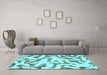 Machine Washable Abstract Light Blue Modern Rug in a Living Room, wshabs1018lblu