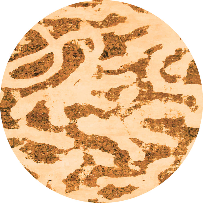 Round Abstract Orange Modern Rug, abs1018org