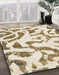 Machine Washable Abstract Wheat Beige Rug in a Family Room, wshabs1018