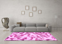 Machine Washable Abstract Pink Modern Rug, wshabs1018pnk